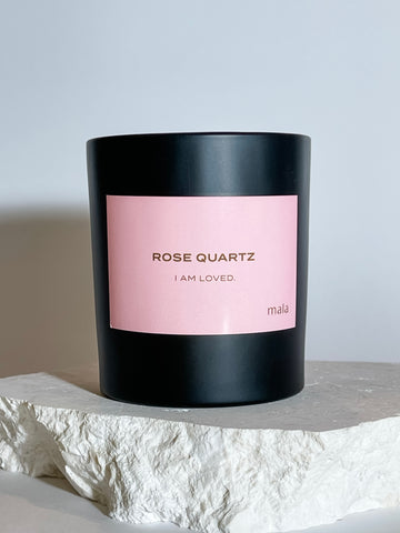 crystal infused rose quartz candle