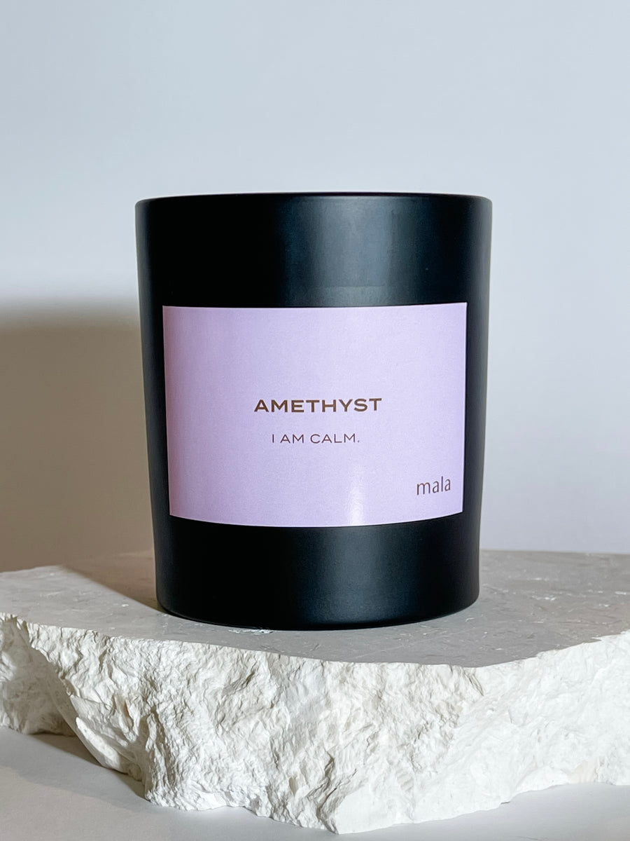 crystal infused amethyst candle