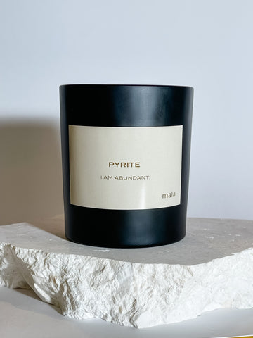crystal infused pyrite candle